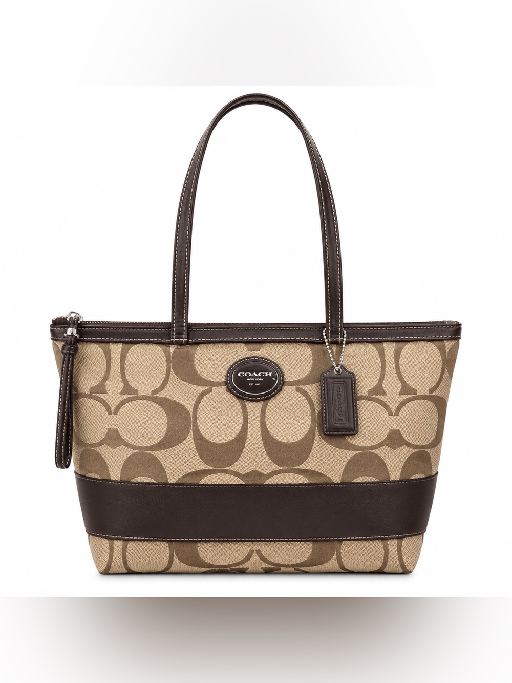 Coach Brown and Tan Signature Tote